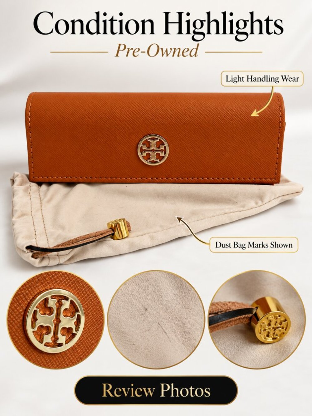 Tory Burch Brown Saffiano Eyewear Case with Dust Bag - Picture 4 of 6